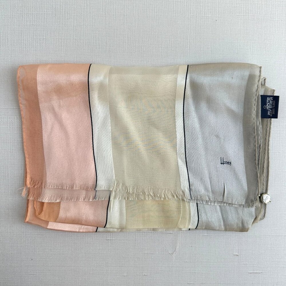 Honey Vintage Long Silk Striped Scarf